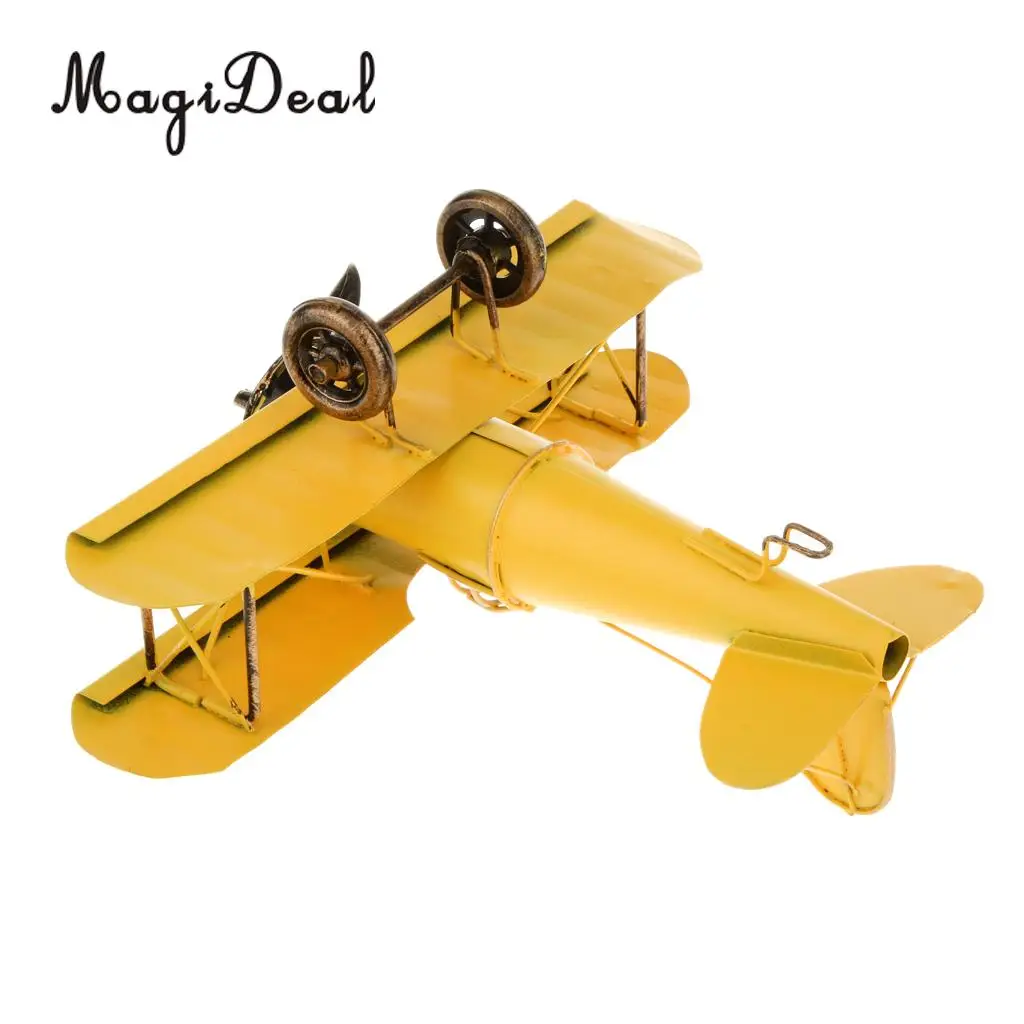 MagiDeal 1Pc Vintage Metal Airplane Model Biplane Aircraft for Home Livingroom Decor Children Boys Preschoolers Outdoor Fun Toys