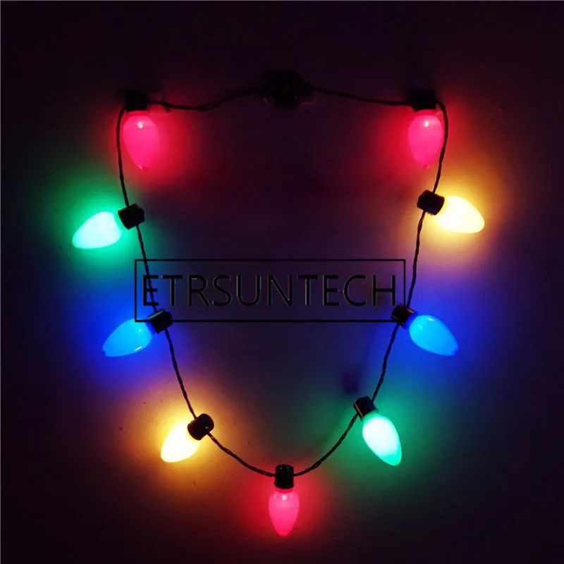 100pcs LED Light Up Christmas Bulb Star Necklace Glowing Party Favors for Adults or Kids Holiday Party Decoration