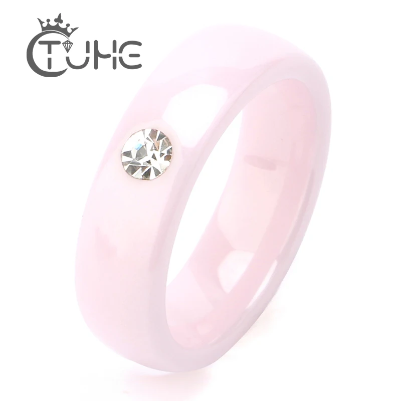 2019 Pink Ceramic Rings For Women Rings Made Of Ceramics Bling CZ Stone Ceramic Wedding Rings Costume jewelry Wholesale