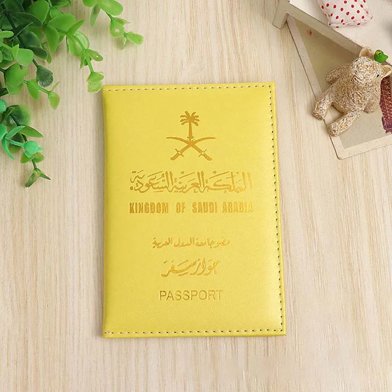 New Saudi Arabia Passport Covers Pink Fashion Pu Leather Cover for Women men Passport Luxury Travel Passport Holder