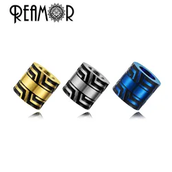 REAMOR 5pcs Black Blue Gold Color Beads 316l Stainless Steel Big Hole Colorful Round Beads For DIY Men Bracelet Jewelry Making