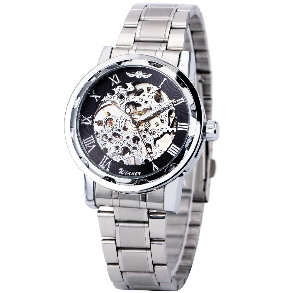 2018 Hot Winner Luxury Brand Sport Men Automatic Skeleton Mechanical Military Hollow Business Watch full Steel Stainless Band