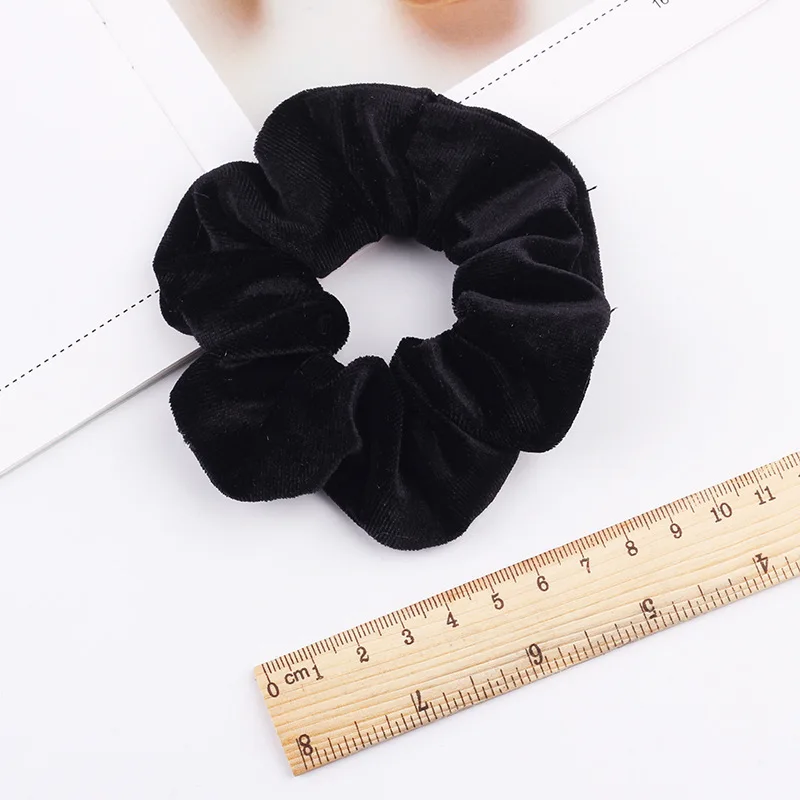 Yeni Moda altın kadife Kadın Saf renk vahşi kalın bağırsak Elastik Saç Spor Dans Scrunchie Kızlar saç aksesuarları