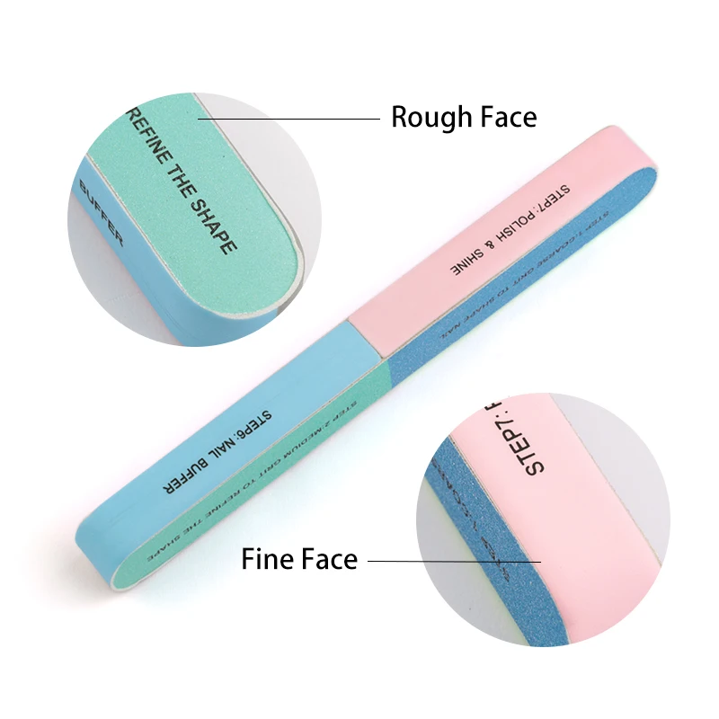 2 Pcs/set Nail Spong Files Professional File 7 Sides Sanding Buffer Block Nail Buffer For Nail Polishing Manicure Tool