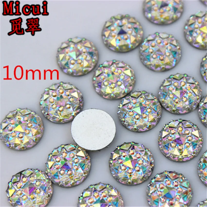 Micui 10/12/14/16/18/20/30mm AB Clear Resin Rhinestones Acrylic Crystals Round Flatback Stone Beads DIY Scrapbooking Crafts MC40