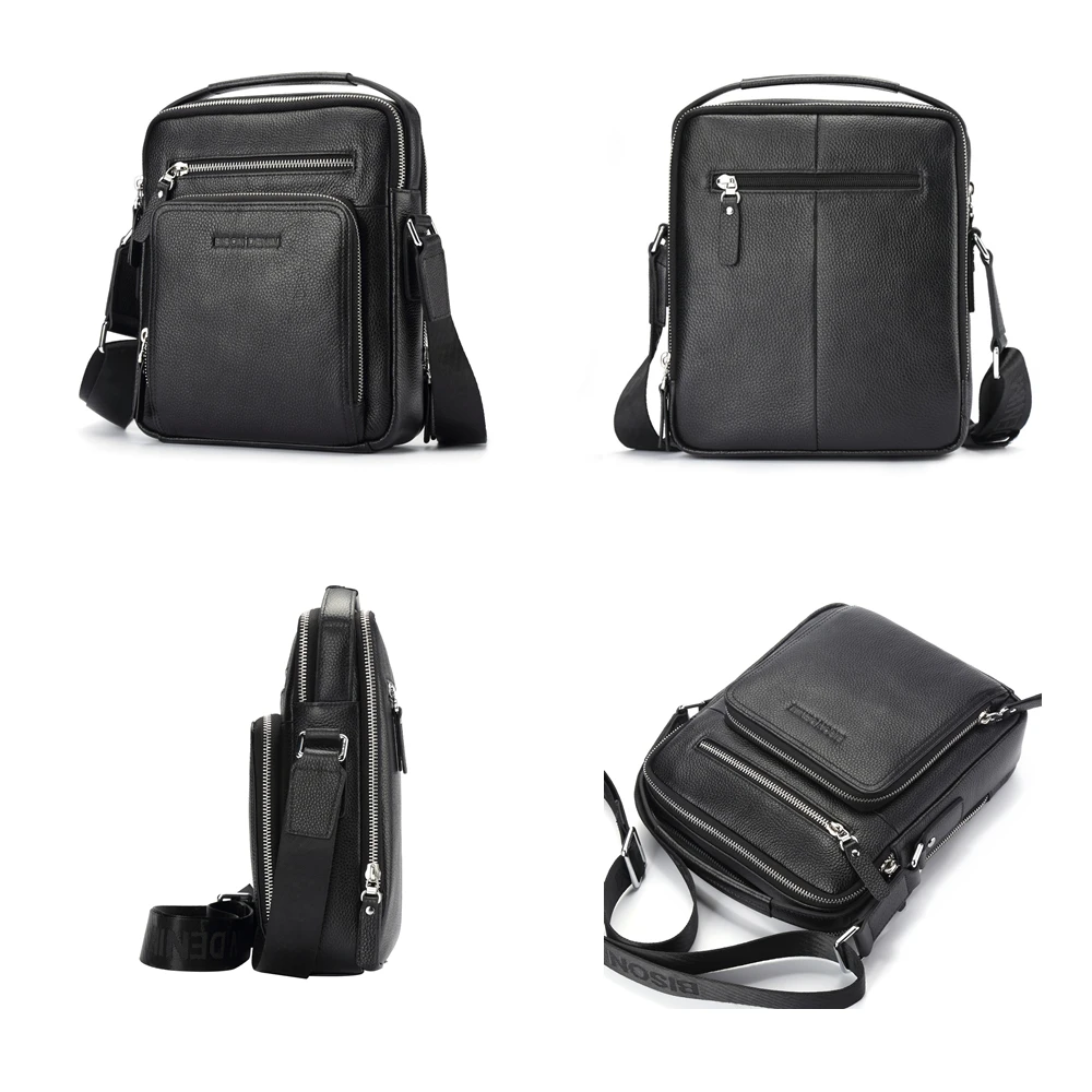 BISON DENIM Genuine Leather Men\'s Bag Business Shoulder Crossbody Bag Christmas Gift designer handbags high quality N2333-1