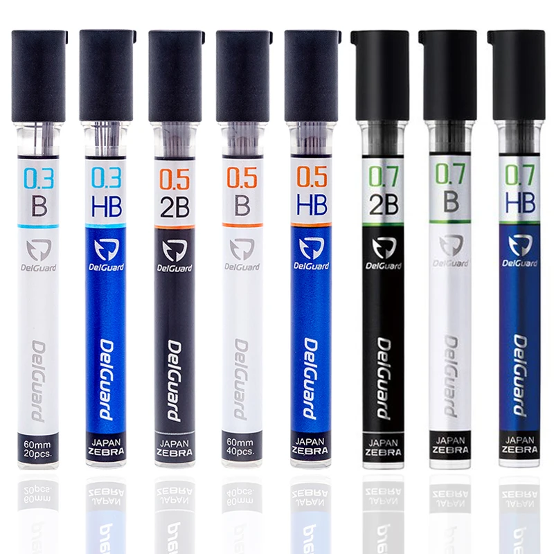 Zebra DelGuard mechaniczny wkład do długopisu 2B/HB/B szkolne materiały biurowe bez przerwy 0.5/0.7mm