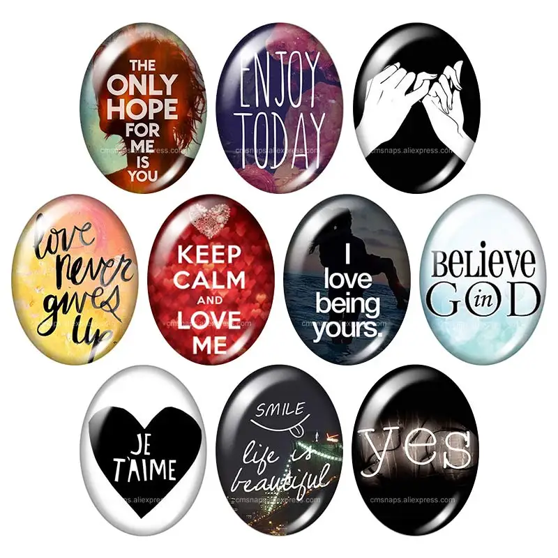 Love believe Keep calm Words motto 13x18mm/18x25mm/30x40mm mix Oval photo glass cabochon demo flat back Jewelry findings TB0030 supertramp famous last words