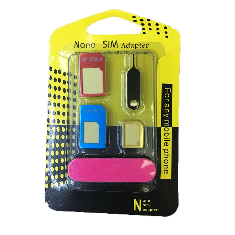 5 in 1 Universal Mini SIM Card Adapter Storage Case Kits For Nano Micro SIM Card TF Memory Card Reader