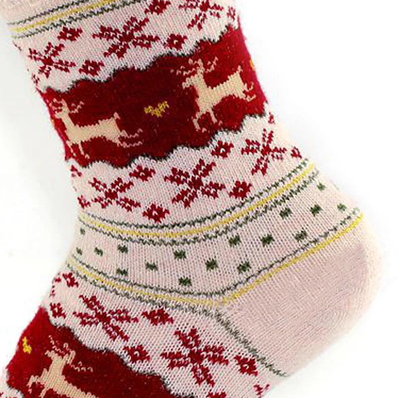 5 Pairs Autumn Winter Warm Thick Rabbit Wool Christmas Socks Women Middle Long Retro Christmas Deer Pattern Quality Soft Sock