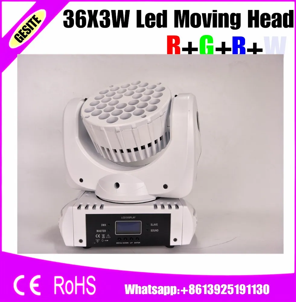 6pcs/lot Fast Shipping LED Beam 36x3W Moving Head Light 36x3W RGBW With DMX 9/16 Channels