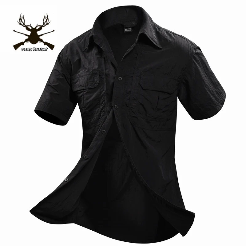 MEGE Summer Men Shirt Military Men Short Sleeve Shirt Casual Shirt Mens Brand Social Clothing Chemise Homme Camisa Masculina 2XL