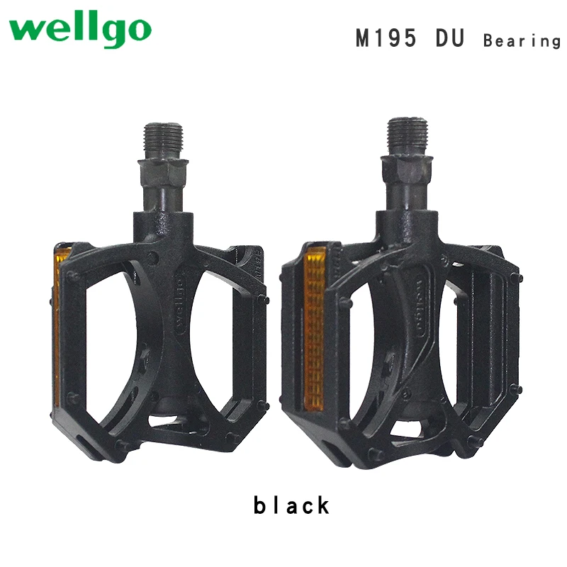 WELLGO-Aluminum Alloy Ultralight Bike Pedals, Mountain Bicycle Parts with Reflector, 2DU Bearing, M195