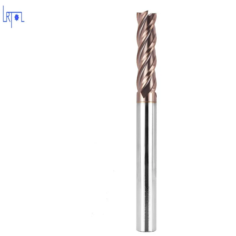 HRC50 D8 10 12 16 20*200mm  4 Flutes Tungsten Carbide Straight Shank Square End Mill CNC Tool cutter of machine