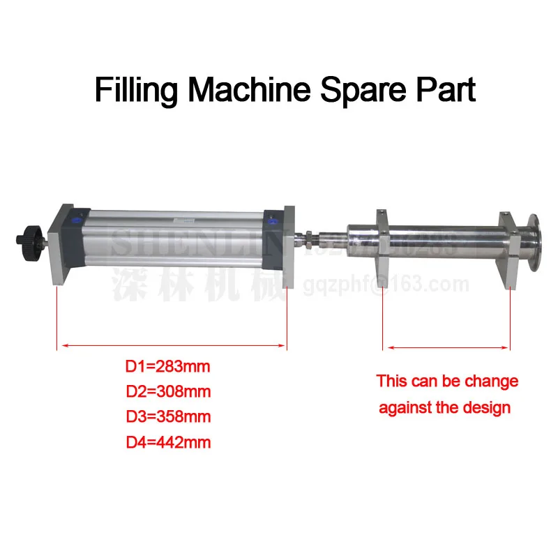 Piston cylinder and air cylinder for pneumatic filling machine driving unit of a filler 100-5000ml SS304, AIRTAC semiauto filler