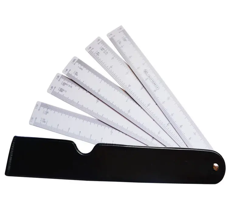 LifeMaster 2pcs/lot Butterfly Fan Shape Architects Scale Ruler For Graphics Design Multi Ratio Measure Scale