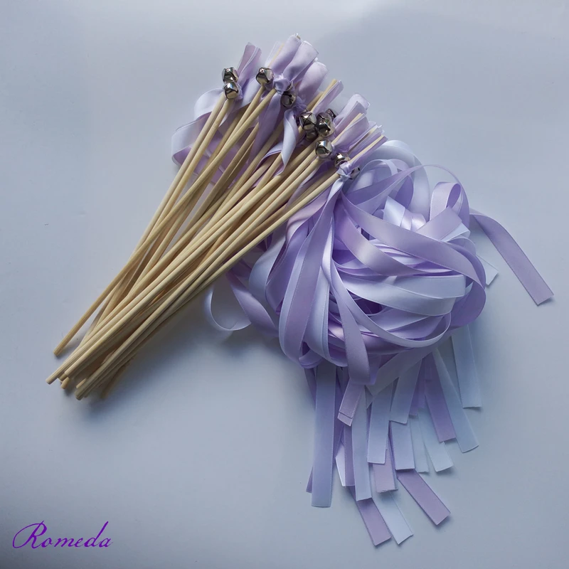 

FREE SHIPPING--(50Pieces/Lot) Style L Purple + Light Purple Stain Ribbon Wedding Ribbon Stick,Ribbon Wands/Wedding Wands