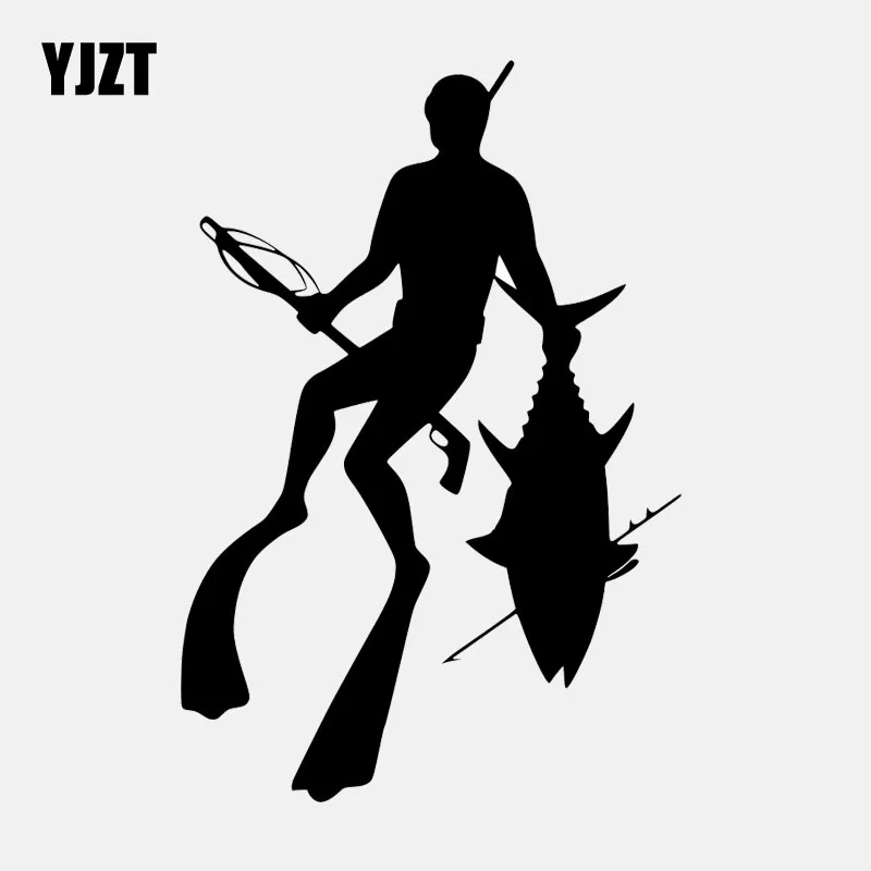 YJZT 11.4CM*16.9CM Spear Fishing Diving Speargun Weight Belt Snorkel Vinyl Decal Car Sticker Black/Silver C24-0639