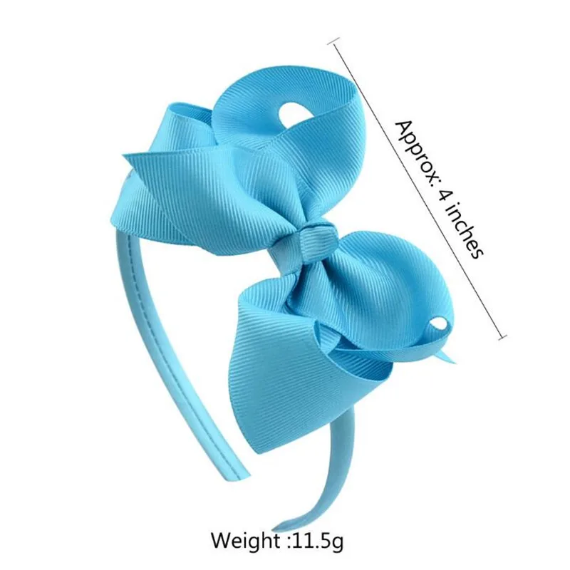 4 inch Children Girls Lovely Hair Bow Hairband Hair Accessories Kids Solid Color Simple Festival Bow Ties Headwear Wholesale