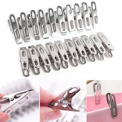 

20pcs Stainless Steel Towel Clothes Pegs Clip Hang Pins Laundry Clamps Windproof