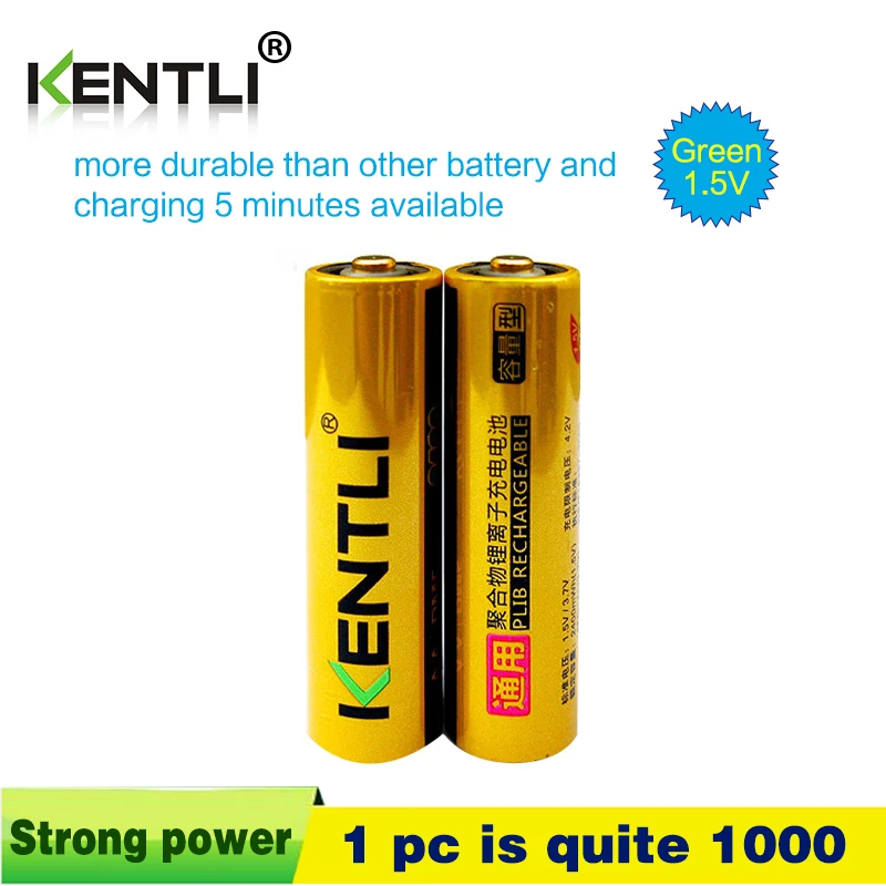 KENTLI 2 pz di batterie all'ingrosso buon imballaggio AA 1.5 V li-ion in digitale batteria al litio 2400mWh