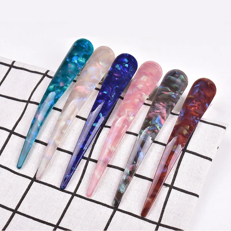 RE Large Bright Colorful Barrette Horn Hair Clip Acrylic Long Stick Hairpins Shower Makeup Ponytail Holder Hair Claws Clamp A34