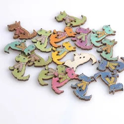 Dogs Shaped Wood Buttons Random Mixed Sewing Decorative Scrapbooking 50pcs 25x28mm MT0631