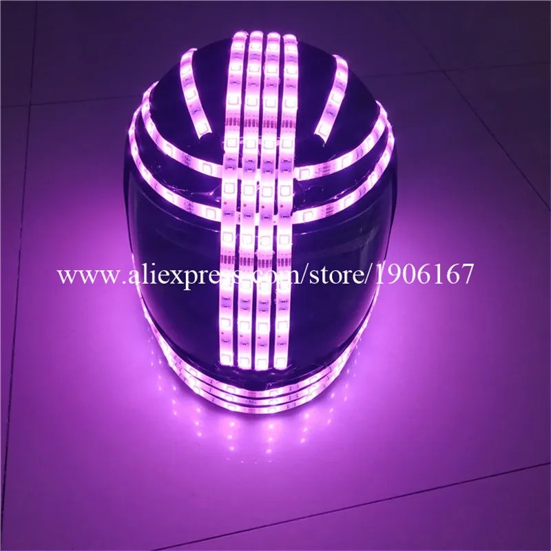 Wholesale 5 Pcs RGB Colorful LED Luminous Robot Helmet Led Growing Light Up Flashing Stage Headwear For Dancing Bar DJ Party