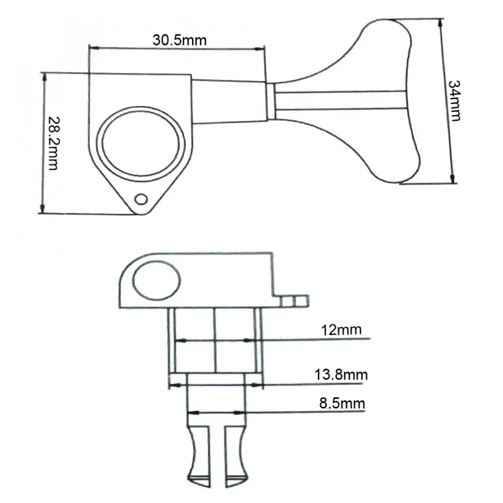 Clavijas de afinación de graves plateados, sintonizador 2R + 2L, cabezal de máquina cerrado para bajos acústicos eléctricos, 4 piezas