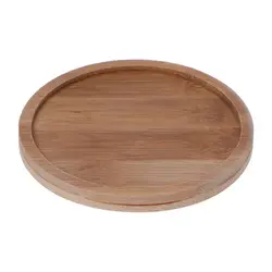 Round Bamboo Wood Saucer Plant Tray Mini Plant Flower Pot Stand Favor Succulent Pot Tray Simple Elegant Design Home Balcony Deco