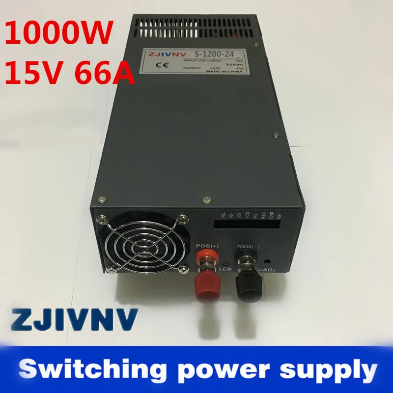 

industrial and led used 1000w 15V 66A switching power supply AC to DC power suply input 110v or 220v Top rated, SCN-1000-15