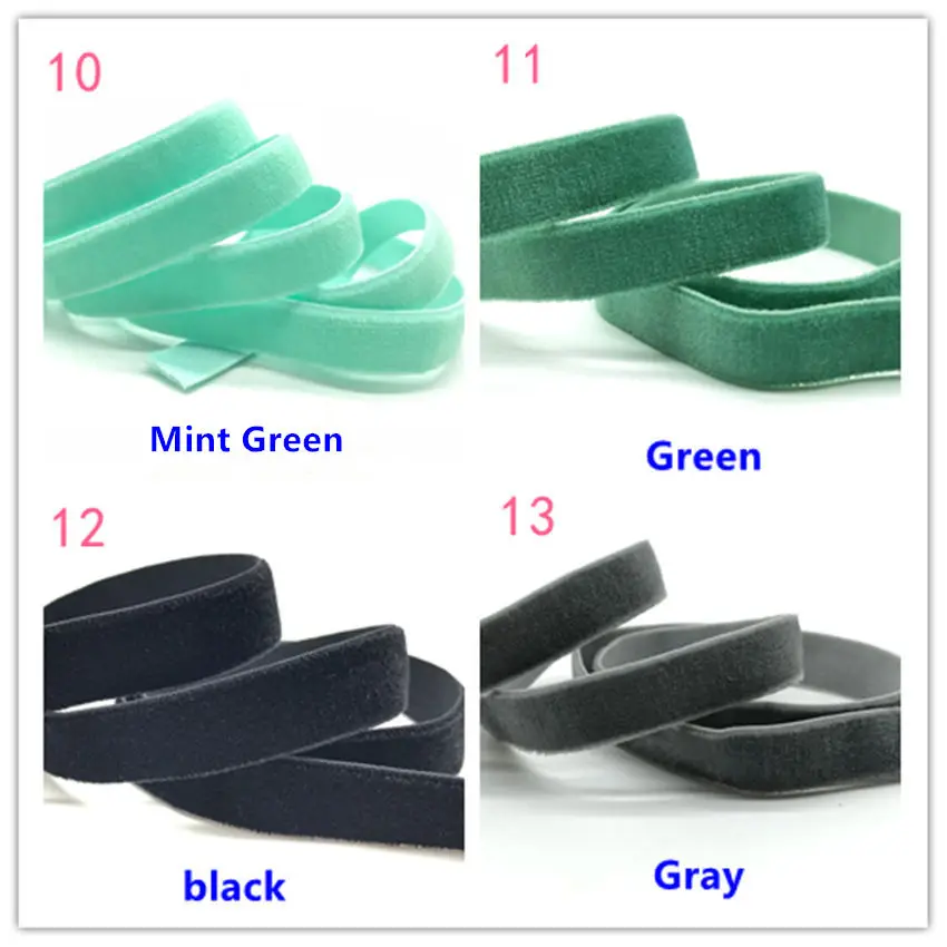 10Yards 10mm Stretchy Velvet Elastic Ribbon Wholesale 23 Colors Velour Tape Webbing for Girls Ponytail Holder Hair Tie Bracelet