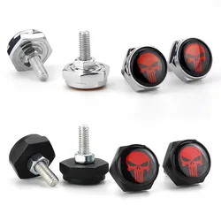 Universal Car Motorcycle 4 Pcs/lot Rust Resistant Metal Chrome Skull Head Logo Anti-theft Car License Plate Bolts Frame Screws