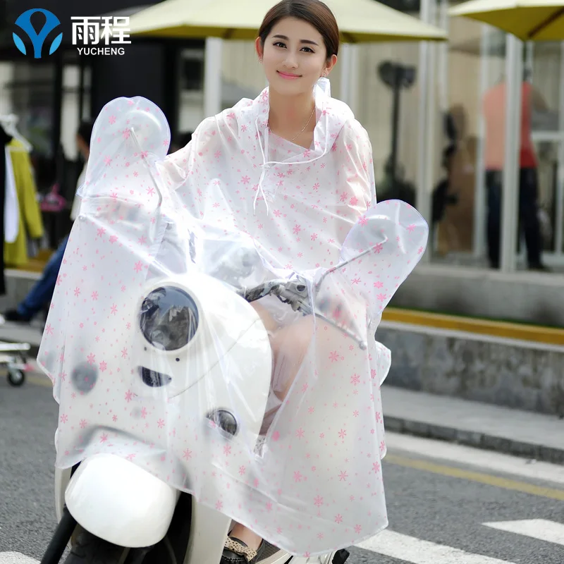 Cheng chuva capa de chuva bicicleta elétrica bateria de carro motocicleta capa de chuva transparente moda único senhoras poncho