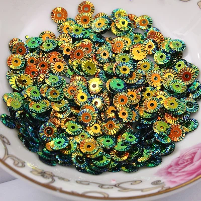 3000Pcs 6mm Round Wheel Flower Gold Plating Loose Sequins Sewing PVC  DIY Paillette Black Green Confetti Spangles