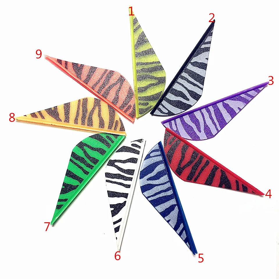 36PCS Zebra Marked Plastic 2-inch Feather Plastic Arrow Feather Sticker for Outdoor Shooting with Traditional Arch Composite Bow