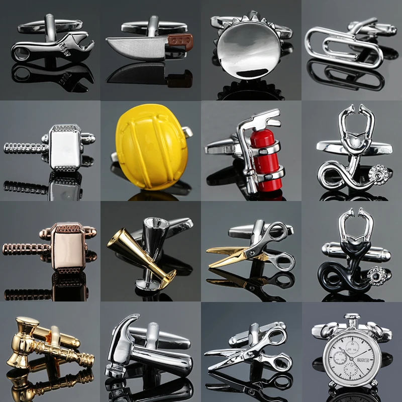 New luxury jewelry brand Cufflinks of high-grade Safety hat fire extinguisher Judge hammer alarm clock men\'s shirts Cuff-links