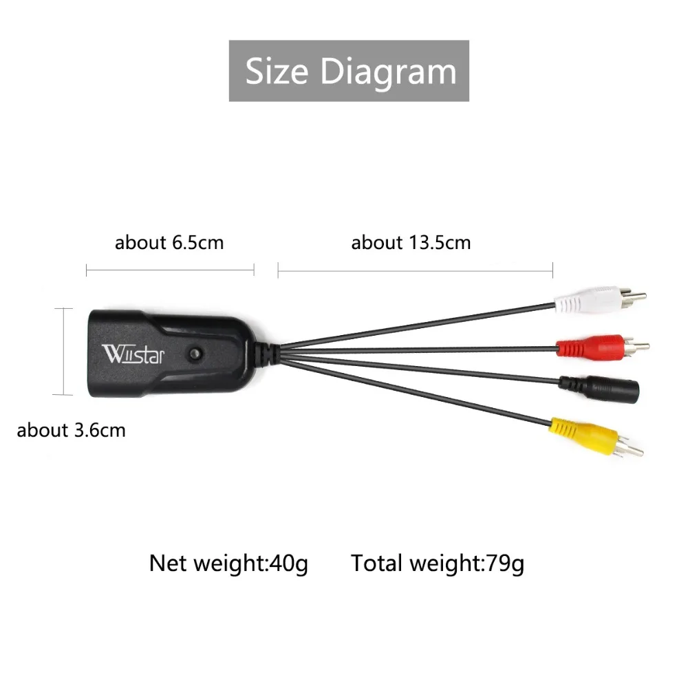 Konwerter wideo 1080P Composite AV RCA na HDMI Full HD 720/1080p UP skaler AV2HDMI do standardowego telewizora HDTV