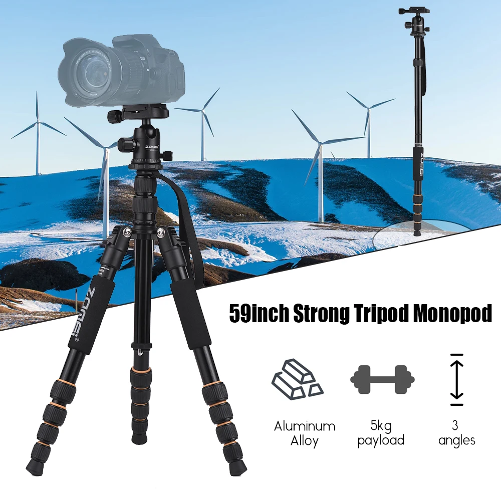 cz stock ZOMEI Q100 Q111 Q555 Q666 Q666C Camera Tripod Travel Portable Camera Tripod for Canon Nikon Sony DSLR Camera Tripod