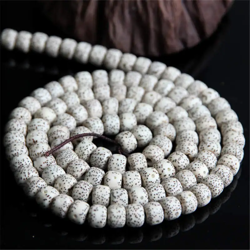 Natural Original White Star Moon Lotus Bodhi Strand 108+6 Barrel Beads 7mm 8mm 9mm 10mm BRO900