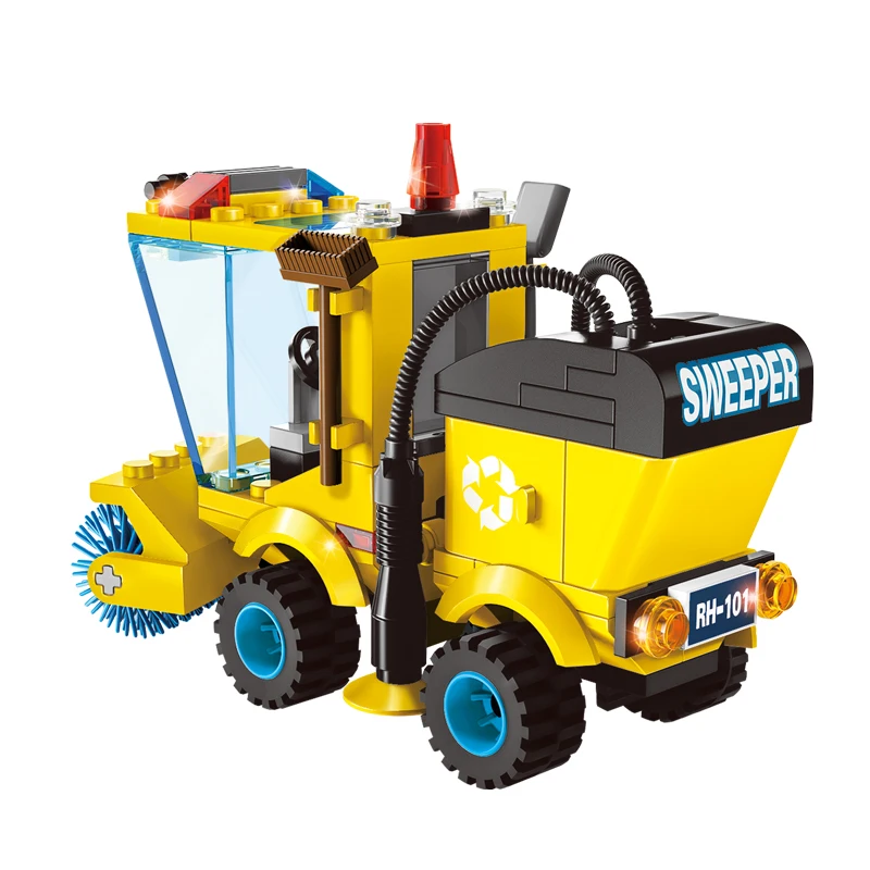 ENLIGHTEN Various Style City Construction Road Roller Tractor Sweeper Truck Building Block Kids Toy Compatible Major Brand Block