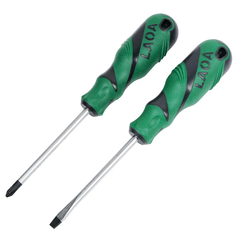 LAOA 1pcs Slotted Screwdriver S2 Material Phillips Screwdrivers Double Color handle Screw Driver With Magnetism