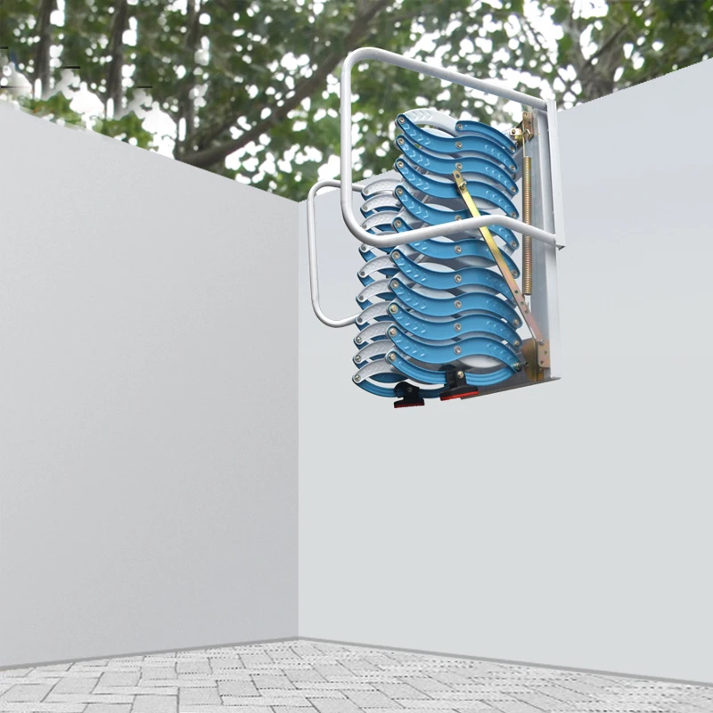 Manual operado wall mounted escada dobrável loft escada externa dobrável de alta qualidade dobrar escadas para sótão interior