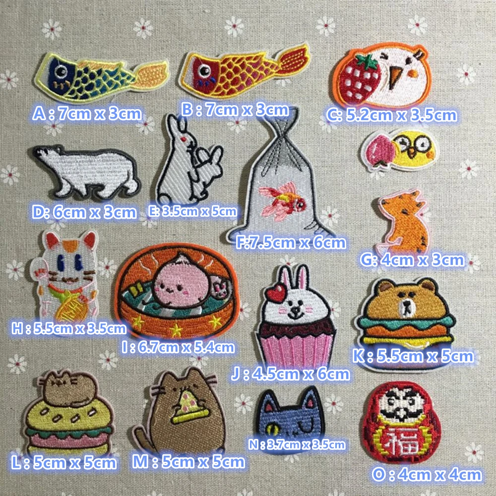 

10PCS Cheap Small Fish Bunny Iron On Patch For Clothing Applique Jeans DIY Accessories Cute Stickers