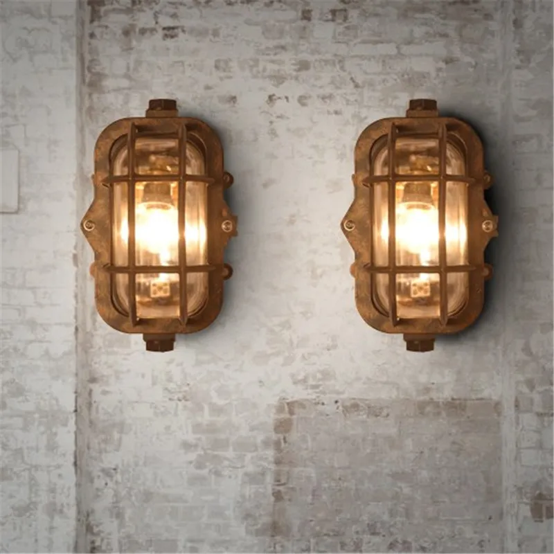 Vintage LED Wall Lamp Outdoor Sconce Lights Waterproof Garden Wall Light Fixtures Aluminum Glass Antique Porch Lighting