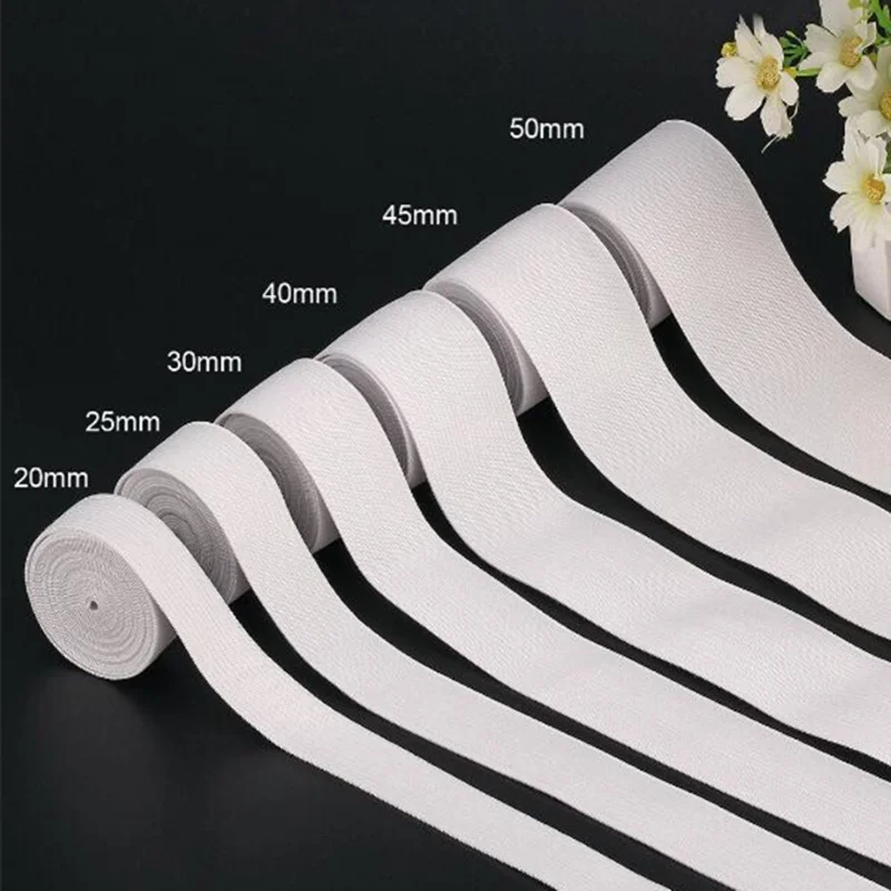 5 Meters/Lot Black White Flat Elastic Bands For Sewing Clothing Pants Stretch Belt DIY Elastic Bands Clothing Sewing Accessories