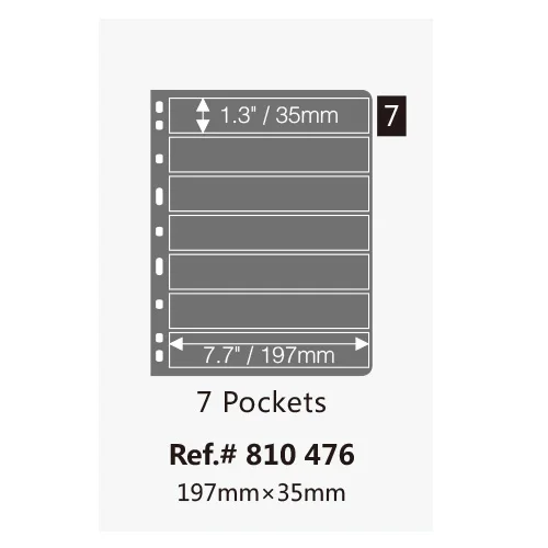 PCCB MINGT 10 Feuilles Intérieures D'album 9 Trous – Noires Double Face – Pour Timbres, Billets, Collection – A4 28 X 21,5 Cm