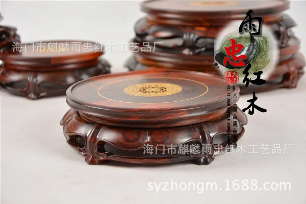 [Rain] Zhong mahogany red wood inlay boxwood carving wood statues teapot bonsai turntable rotatable base