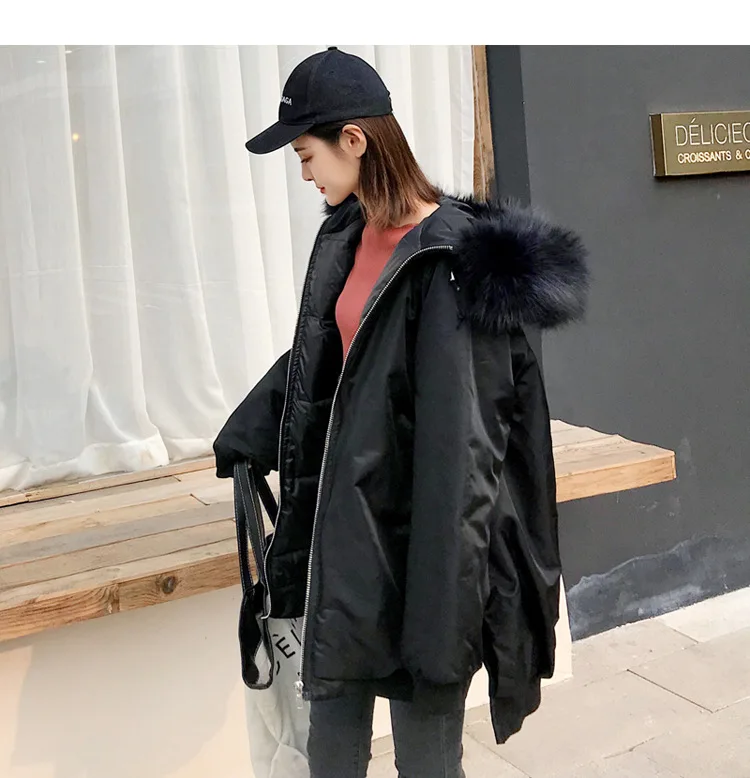 Women's Winter Down Jackets Big Fur Collar Warm Coat Korean White Duck Down Jacket Woman Hooded Jaqueta Feminina Wt0014 KJ2621