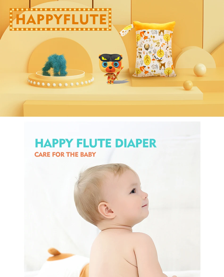 HappyFlute 1PC Tragbare Baby Windel Tasche Gedruckt Wasserdichte Nass Trocken Windel Handtasche Kinderwagen Tragen Pack Reise Wetbag mit Taschen – Detail 3